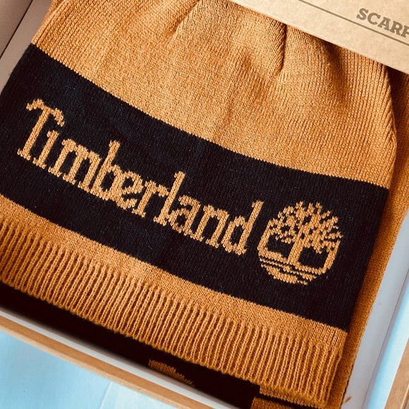 TIMBERLAND Men's Jacquard Scarf & Beanie/Hat Gift Set NIB - Picture 3 of 6